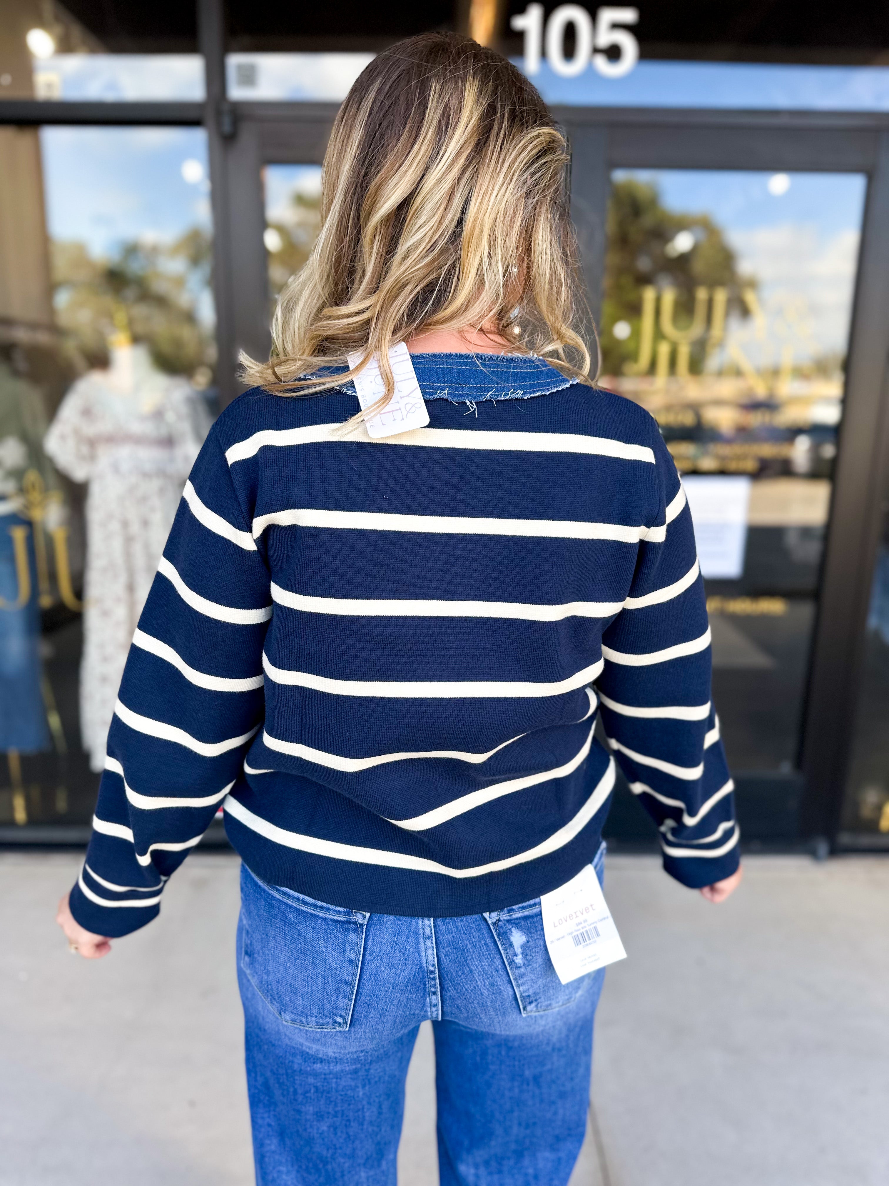 Denim Dreams Cardigan-230 Sweaters/Cardis-ENTRO-July & June Women's Fashion Boutique Located in San Antonio, Texas