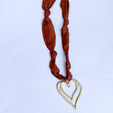 Scarf Necklace - Rust Open Heart-110 Jewelry & Hair-HART DESIGNS-July & June Women's Fashion Boutique Located in San Antonio, Texas