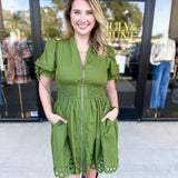 The Adeline Mini Dress - Olive-510 Mini-ENTRO-July & June Women's Fashion Boutique Located in San Antonio, Texas
