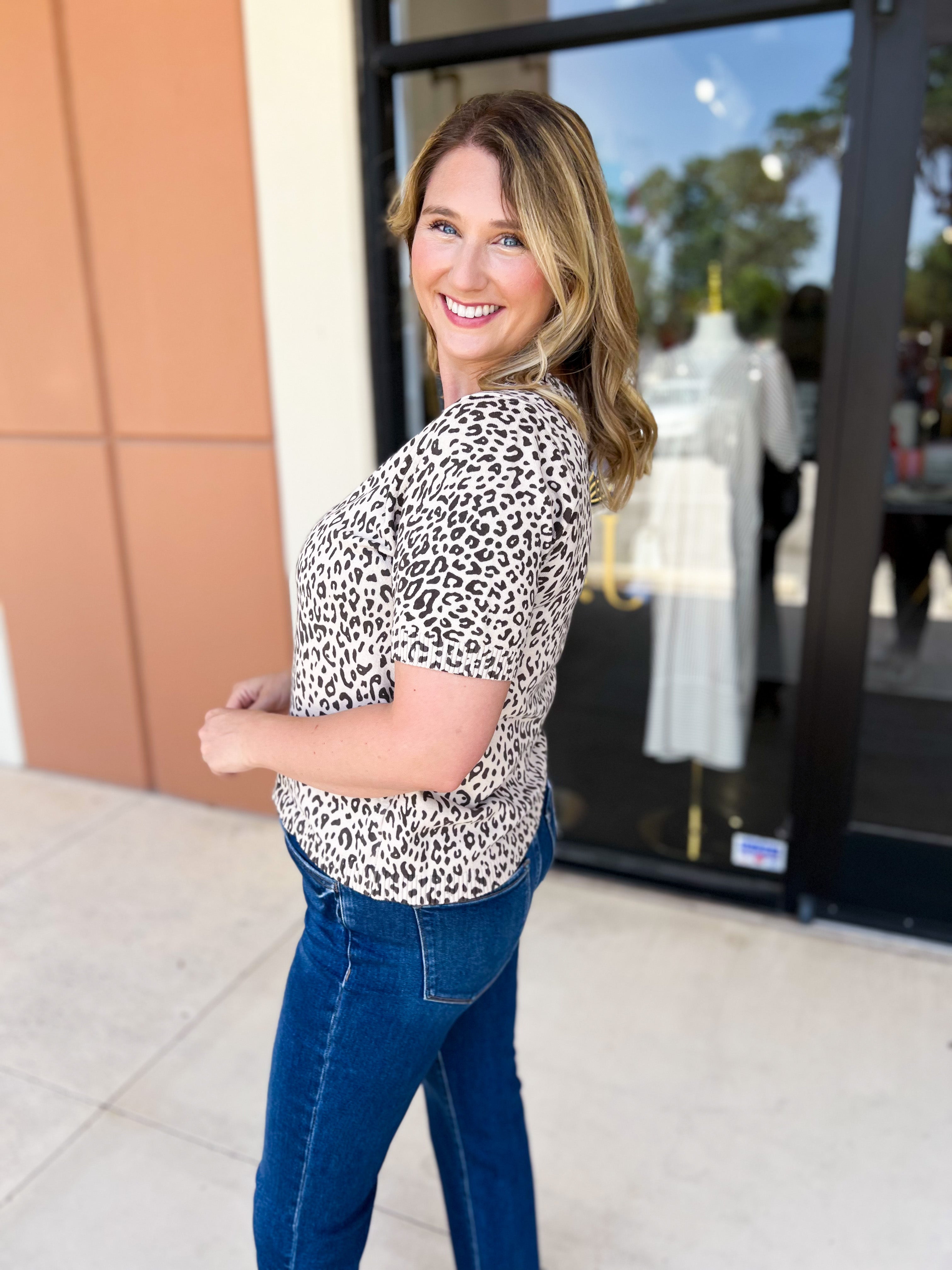 Lightweight Knit Leopard Top-230 Sweaters/Cardis-FATE-July & June Women's Fashion Boutique Located in San Antonio, Texas