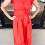 Sun Orange Midi Dress-500 Midi-PINCH-July & June Women's Fashion Boutique Located in San Antonio, Texas