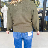 The Everyday Henley Sweater - Olive-230 Sweaters/Cardis-JODIFL-July & June Women's Fashion Boutique Located in San Antonio, Texas