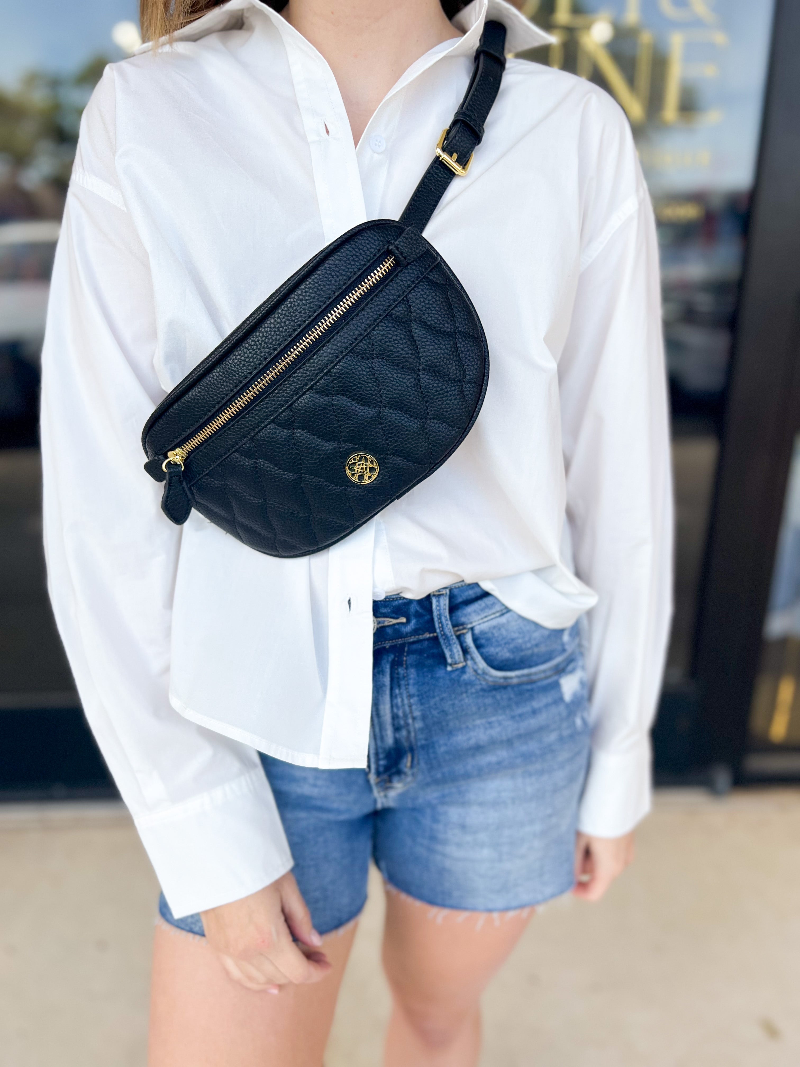 Natalie Wood - Grace Belt Bag in Black-130 Accessories-Natalie Wood-July & June Women's Fashion Boutique Located in San Antonio, Texas