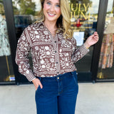 The Wrenlee Blouse - Chocolate Brown-200 Fashion Blouses-POLOGRAM-July & June Women's Fashion Boutique Located in San Antonio, Texas
