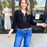 Tailored Knit Long Sleeve - Black-230 Sweaters/Cardis-LISTICLE-July & June Women's Fashion Boutique Located in San Antonio, Texas