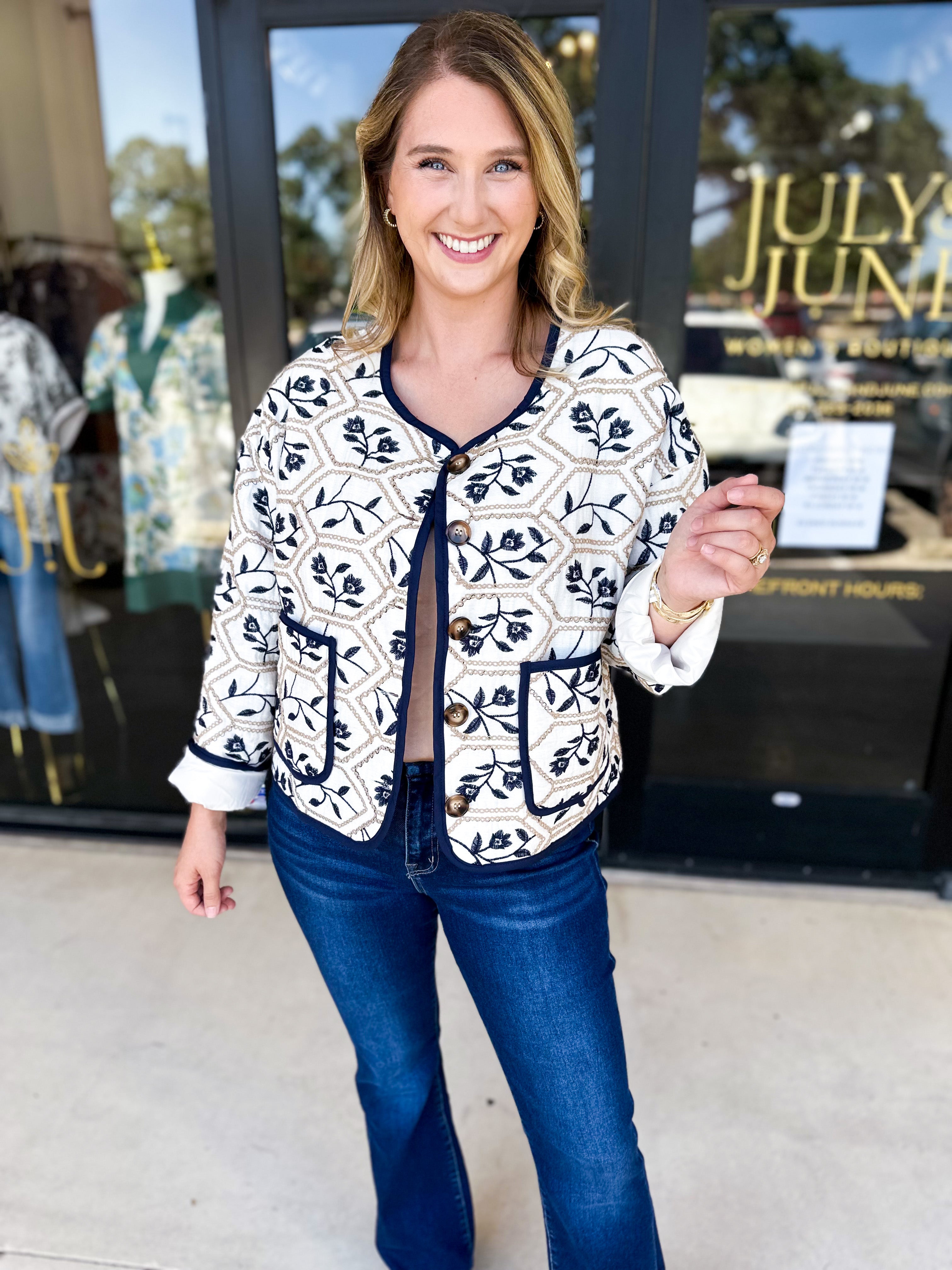 Lucy Quilt Jacket-600 Outerwear-ENTRO-July & June Women's Fashion Boutique Located in San Antonio, Texas