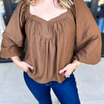 Sweetheart Neck Blouse-200 Fashion Blouses-ABLE-July & June Women's Fashion Boutique Located in San Antonio, Texas