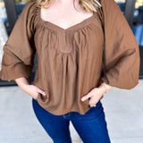 Sweetheart Neck Blouse-200 Fashion Blouses-ABLE-July & June Women's Fashion Boutique Located in San Antonio, Texas