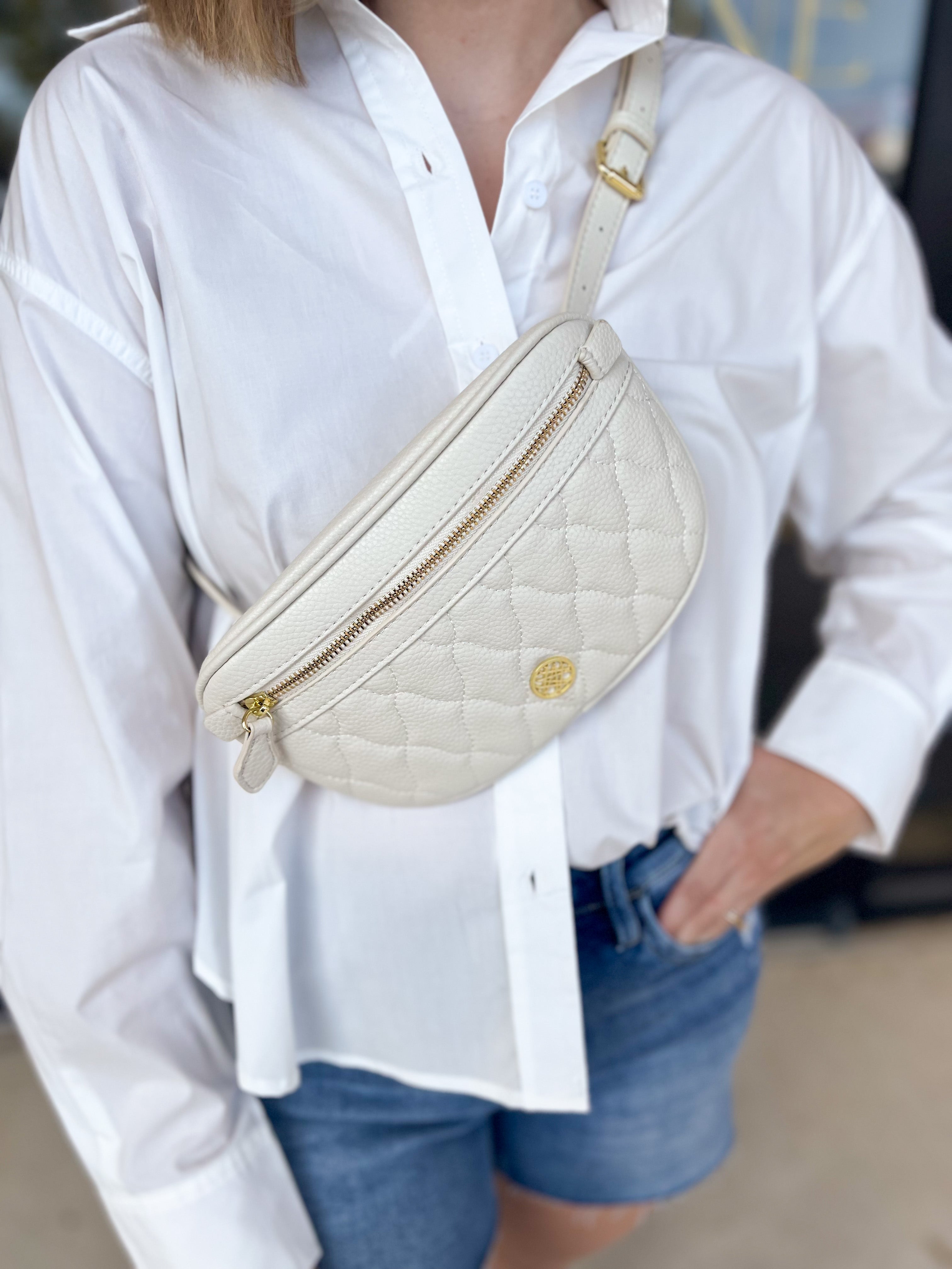 Natalie Wood - Grace Belt Bag in Cream-130 Accessories-Natalie Wood-July & June Women's Fashion Boutique Located in San Antonio, Texas