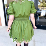 The Adeline Mini Dress - Olive-510 Mini-ENTRO-July & June Women's Fashion Boutique Located in San Antonio, Texas
