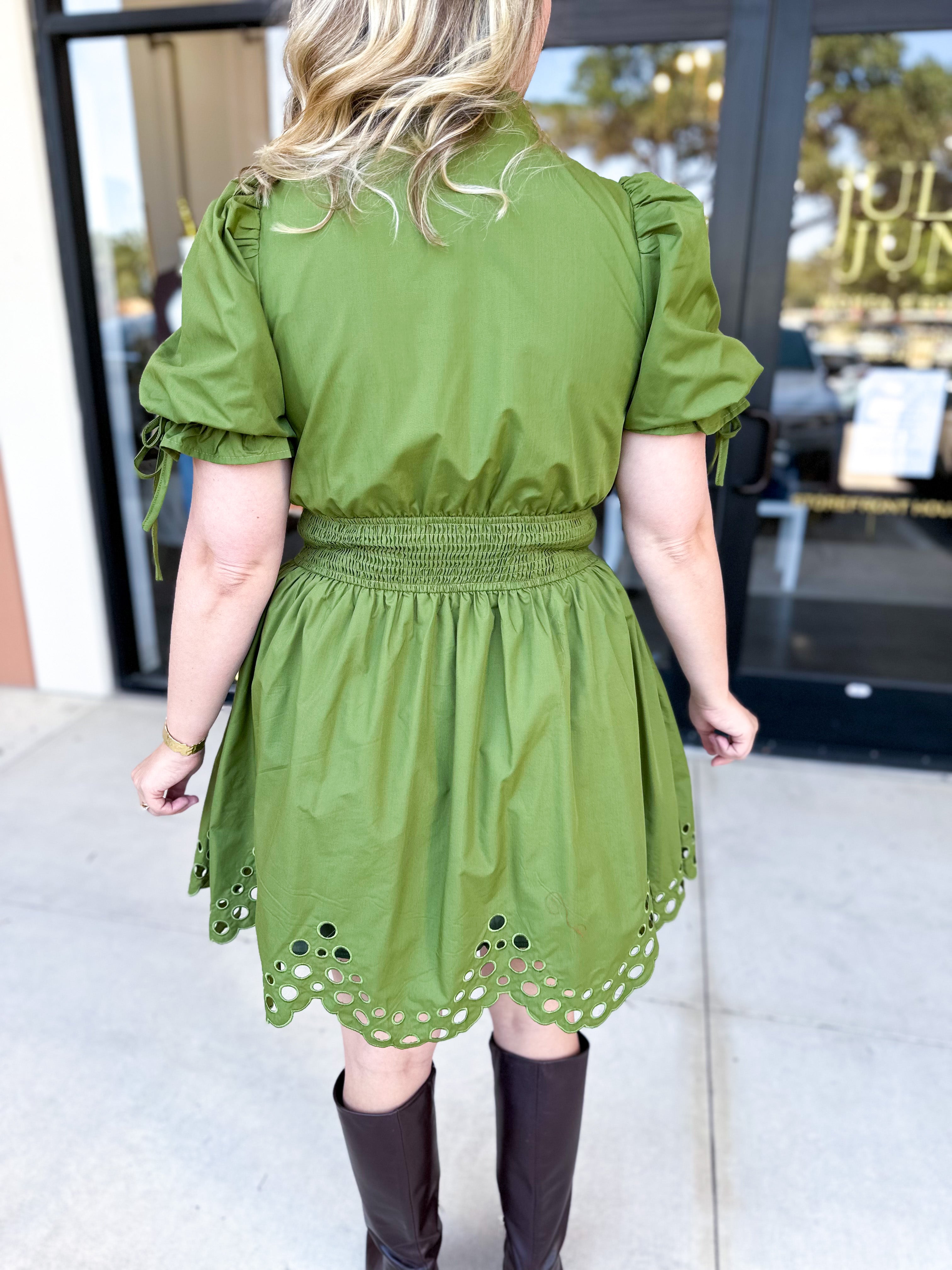 The Adeline Mini Dress - Olive-510 Mini-ENTRO-July & June Women's Fashion Boutique Located in San Antonio, Texas