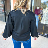 Tan & Black Tartan Blouse-200 Fashion Blouses-JODIFL-July & June Women's Fashion Boutique Located in San Antonio, Texas
