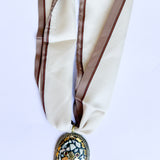 Scarf Necklace - Taupe Oval Medallion-110 Jewelry & Hair-HART DESIGNS-July & June Women's Fashion Boutique Located in San Antonio, Texas