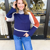 THML - Navy & Rust Sweter-230 Sweaters/Cardis-THML-July & June Women's Fashion Boutique Located in San Antonio, Texas