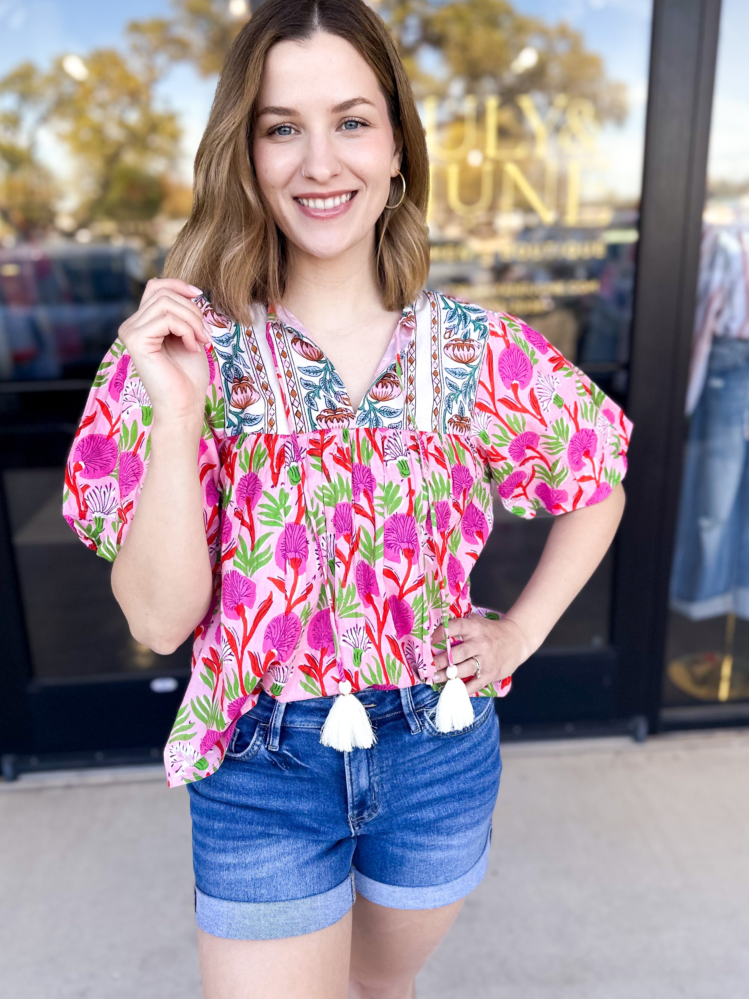 THML - Garden Harvest Blouse-200 Fashion Blouses-THML-July & June Women's Fashion Boutique Located in San Antonio, Texas