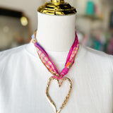 Scarf Necklace - Pink With Gold Threading-110 Jewelry & Hair-HART DESIGNS-July & June Women's Fashion Boutique Located in San Antonio, Texas