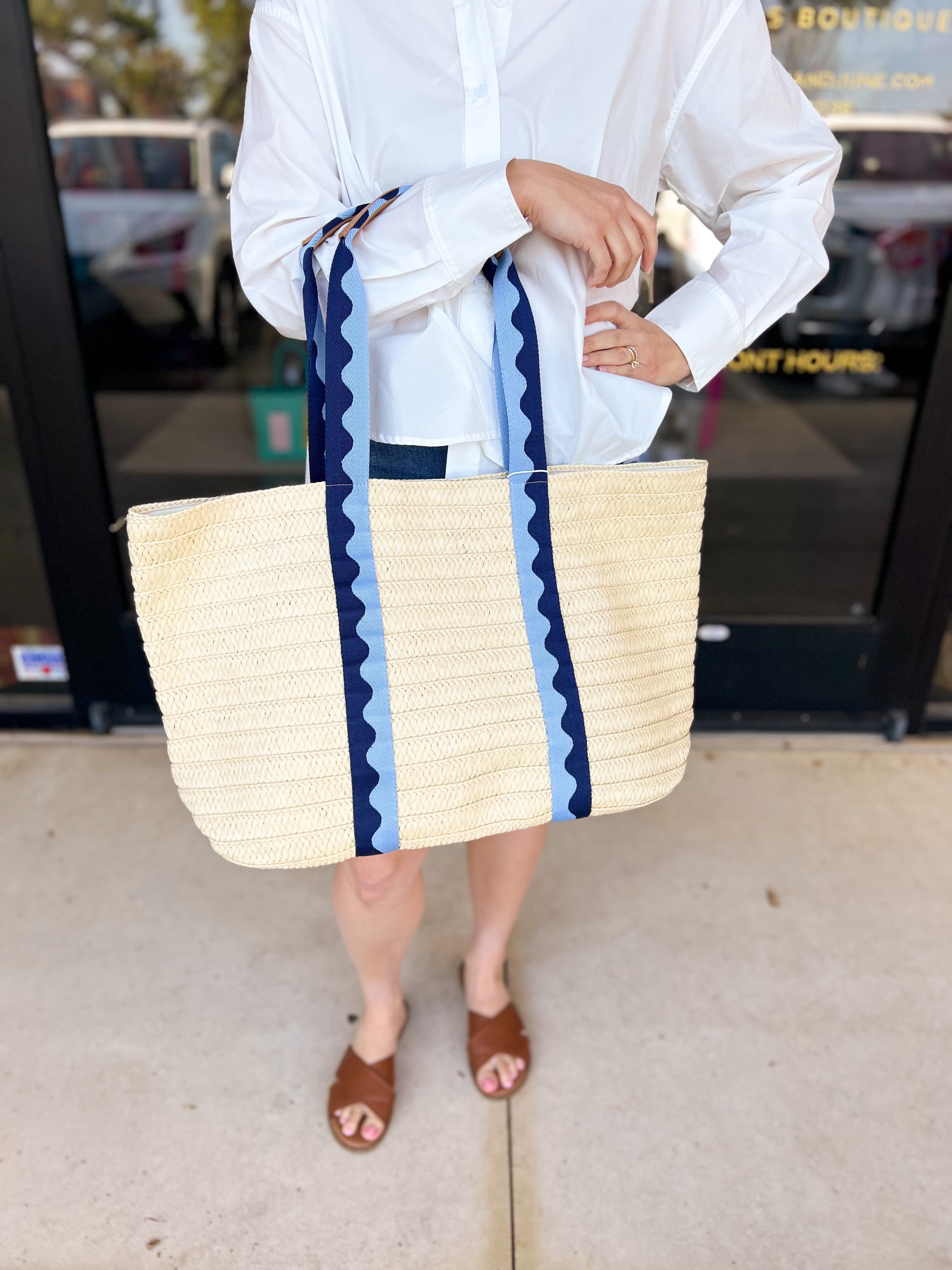 Marbella Tote - Blue-130 Accessories-SHIRALEAH-July & June Women's Fashion Boutique Located in San Antonio, Texas