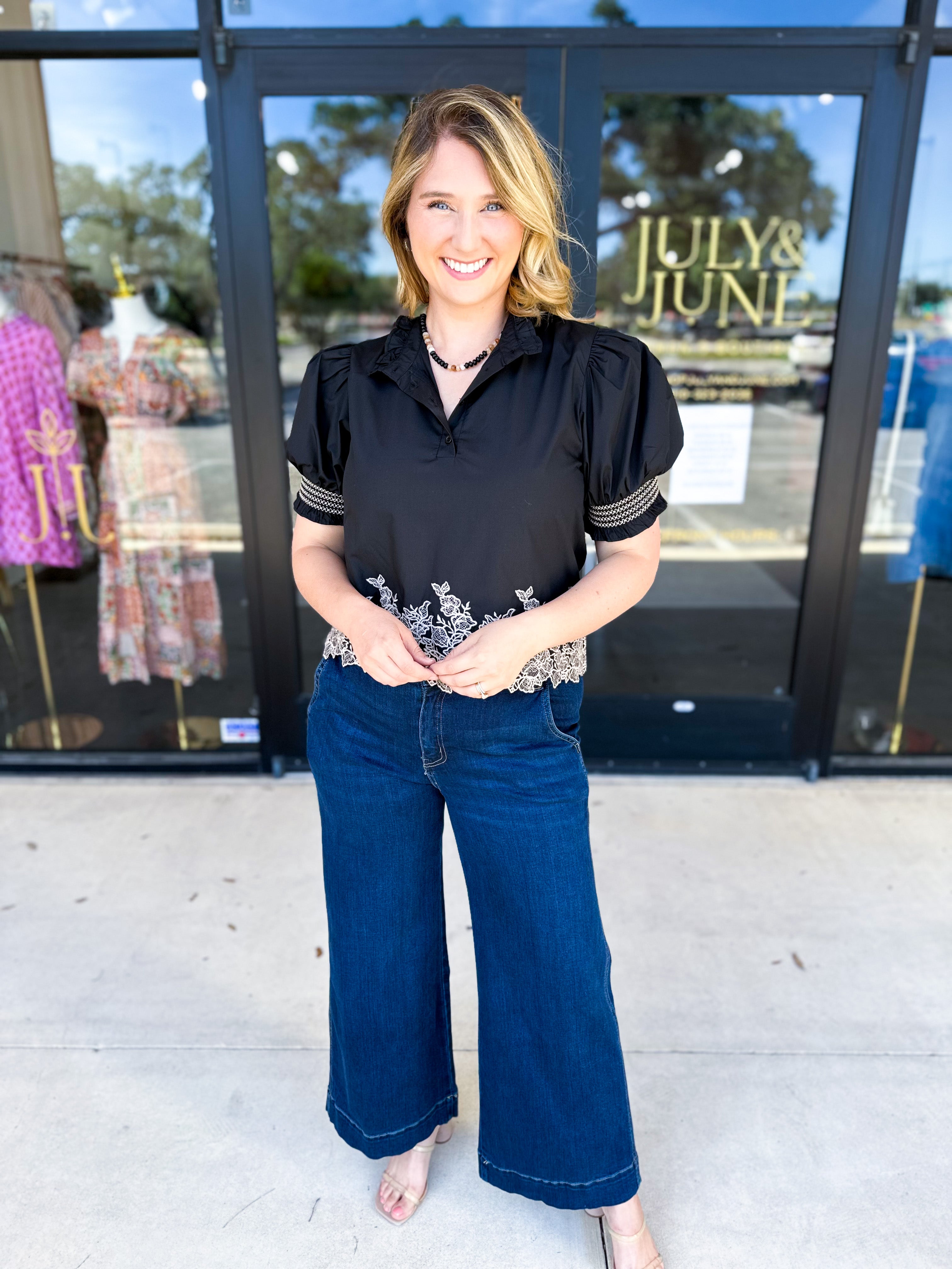 The Olivia Blouse - Black-200 Fashion Blouses-ENTRO-July & June Women's Fashion Boutique Located in San Antonio, Texas