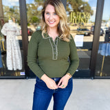 Tailored Knit Long Sleeve - Olive-230 Sweaters/Cardis-LISTICLE-July & June Women's Fashion Boutique Located in San Antonio, Texas