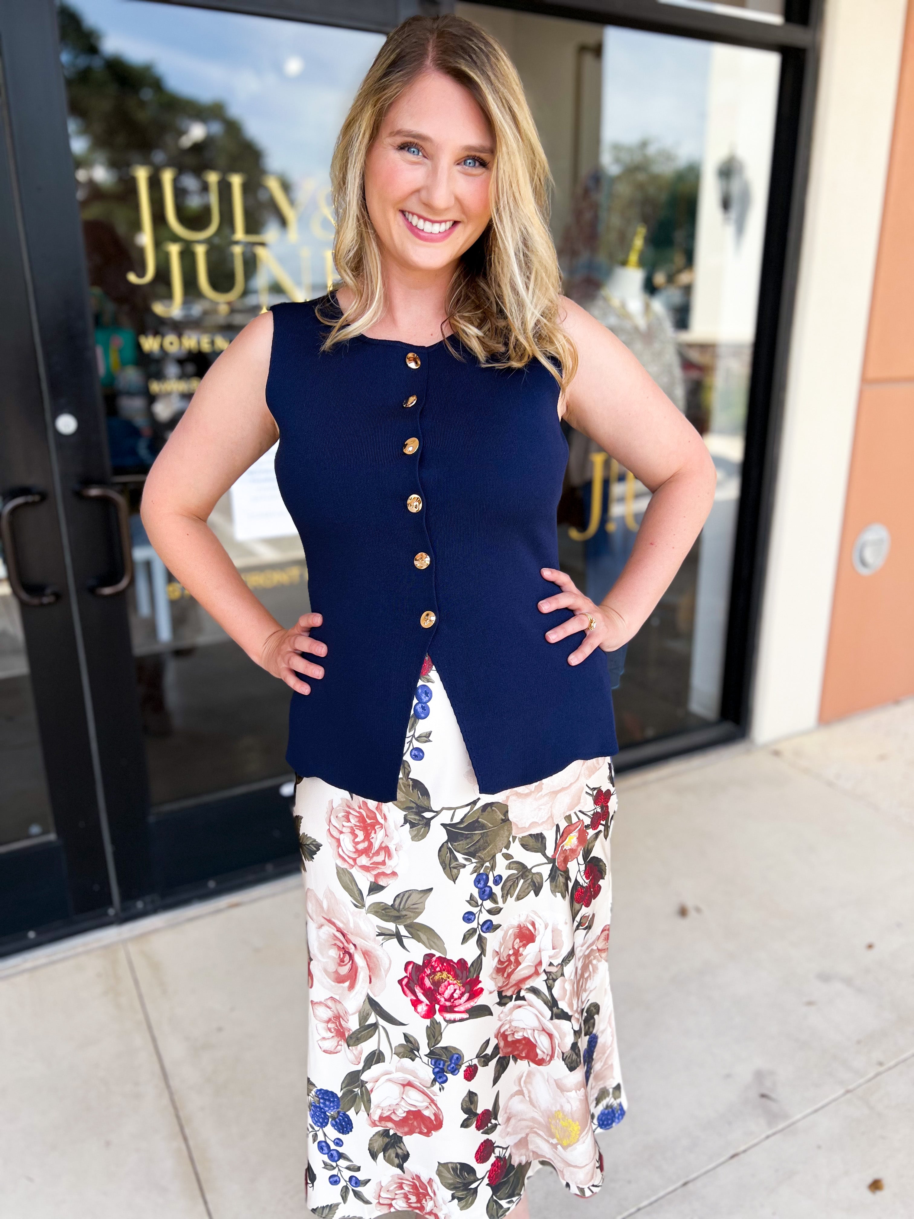 The Sophie Vest - Navy-600 Outerwear-SKIES ARE BLUE-July & June Women's Fashion Boutique Located in San Antonio, Texas