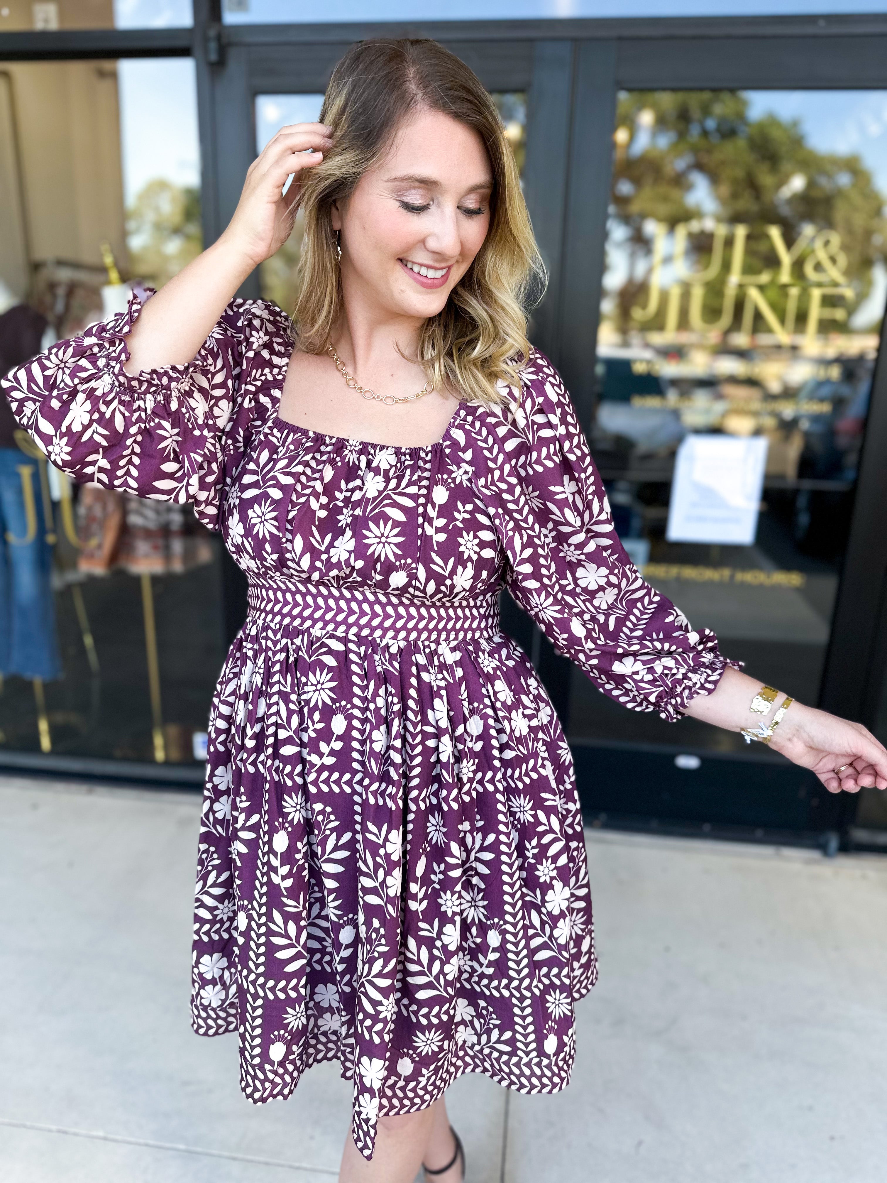 The Wrenlee Mini Dress - Wine-510 Mini-POLOGRAM-July & June Women's Fashion Boutique Located in San Antonio, Texas