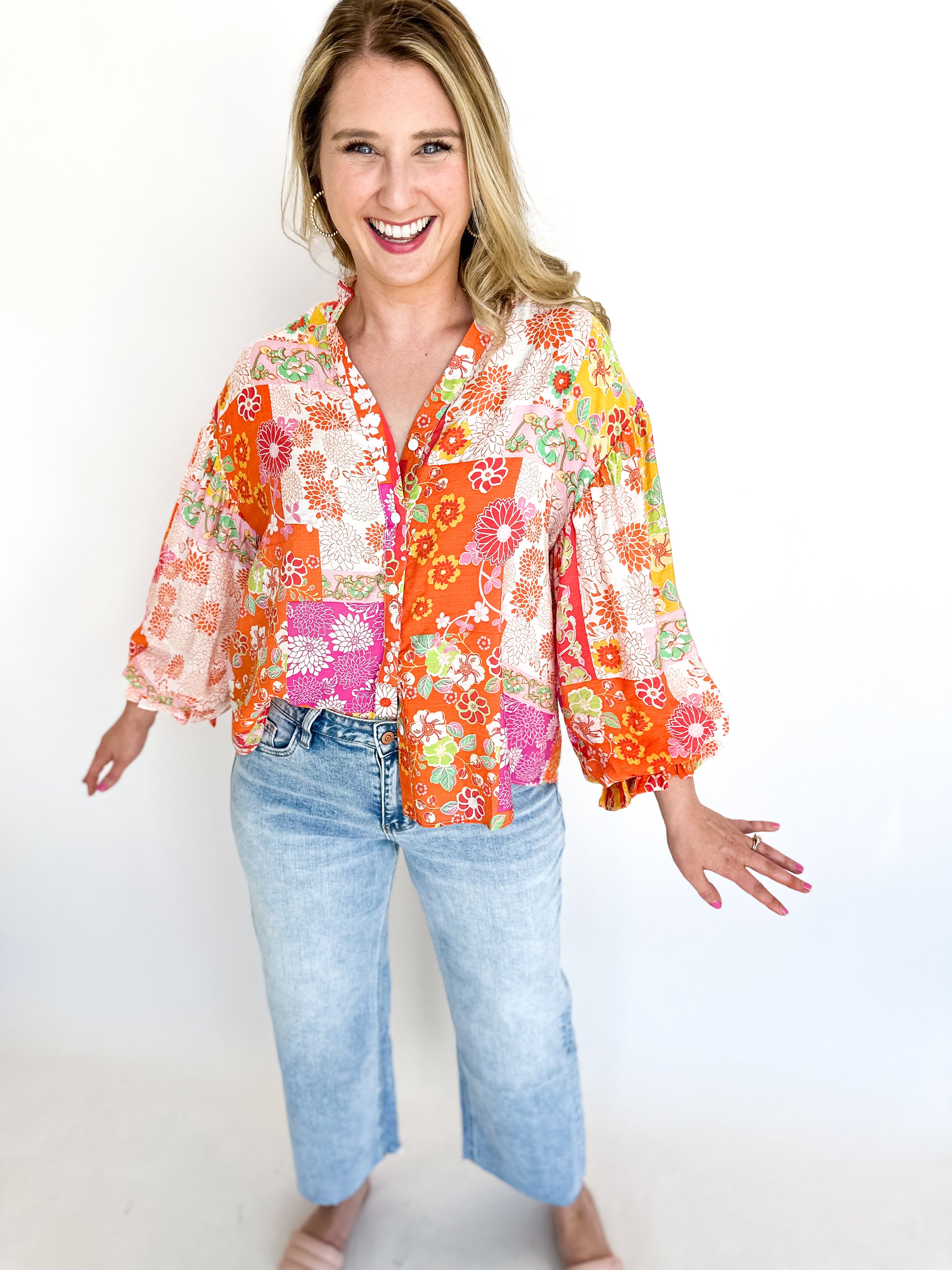 Funky Pink Blouse-200 Fashion Blouses-FATE-July & June Women's Fashion Boutique Located in San Antonio, Texas