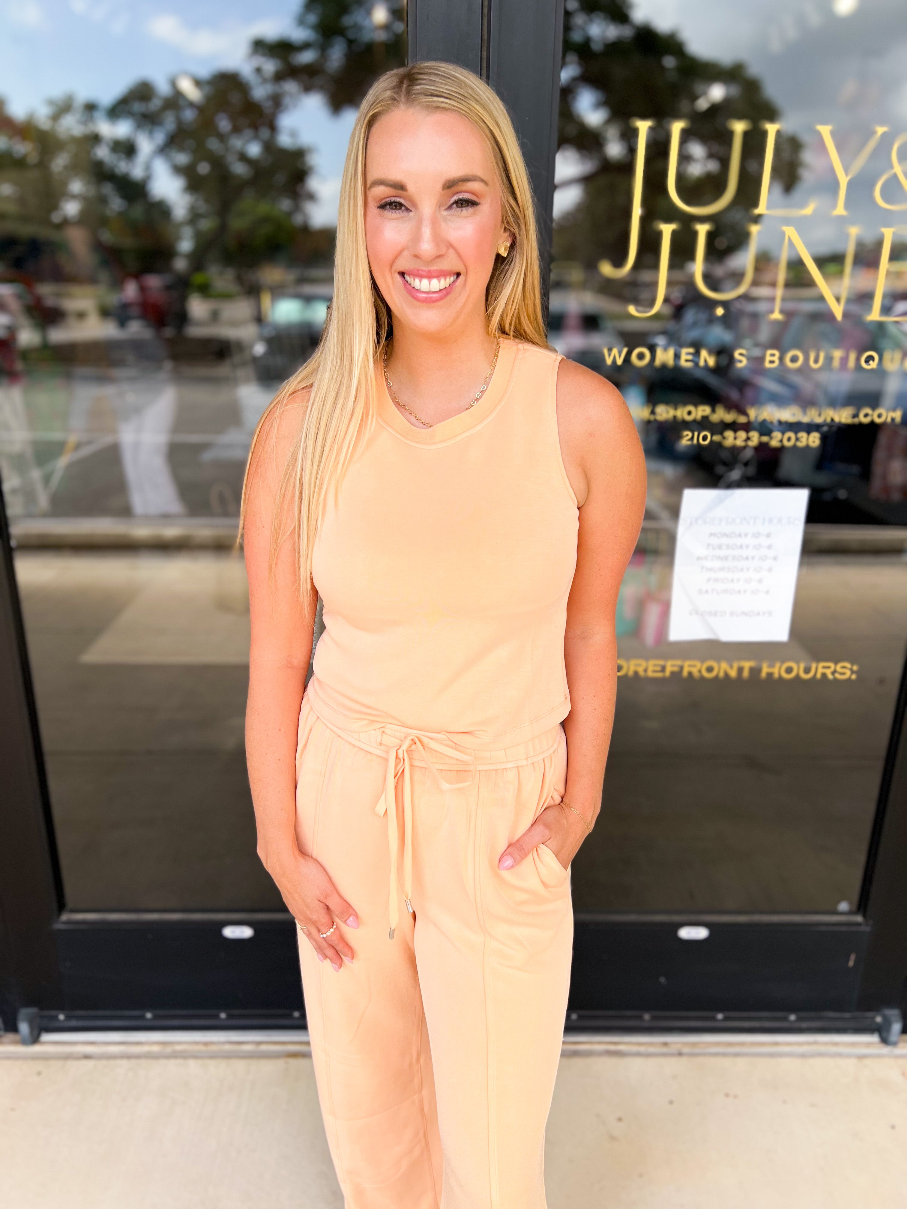 Soft Modal Tanks - Peach-210 Casual Blouses-SKIES ARE BLUE-July & June Women's Fashion Boutique Located in San Antonio, Texas
