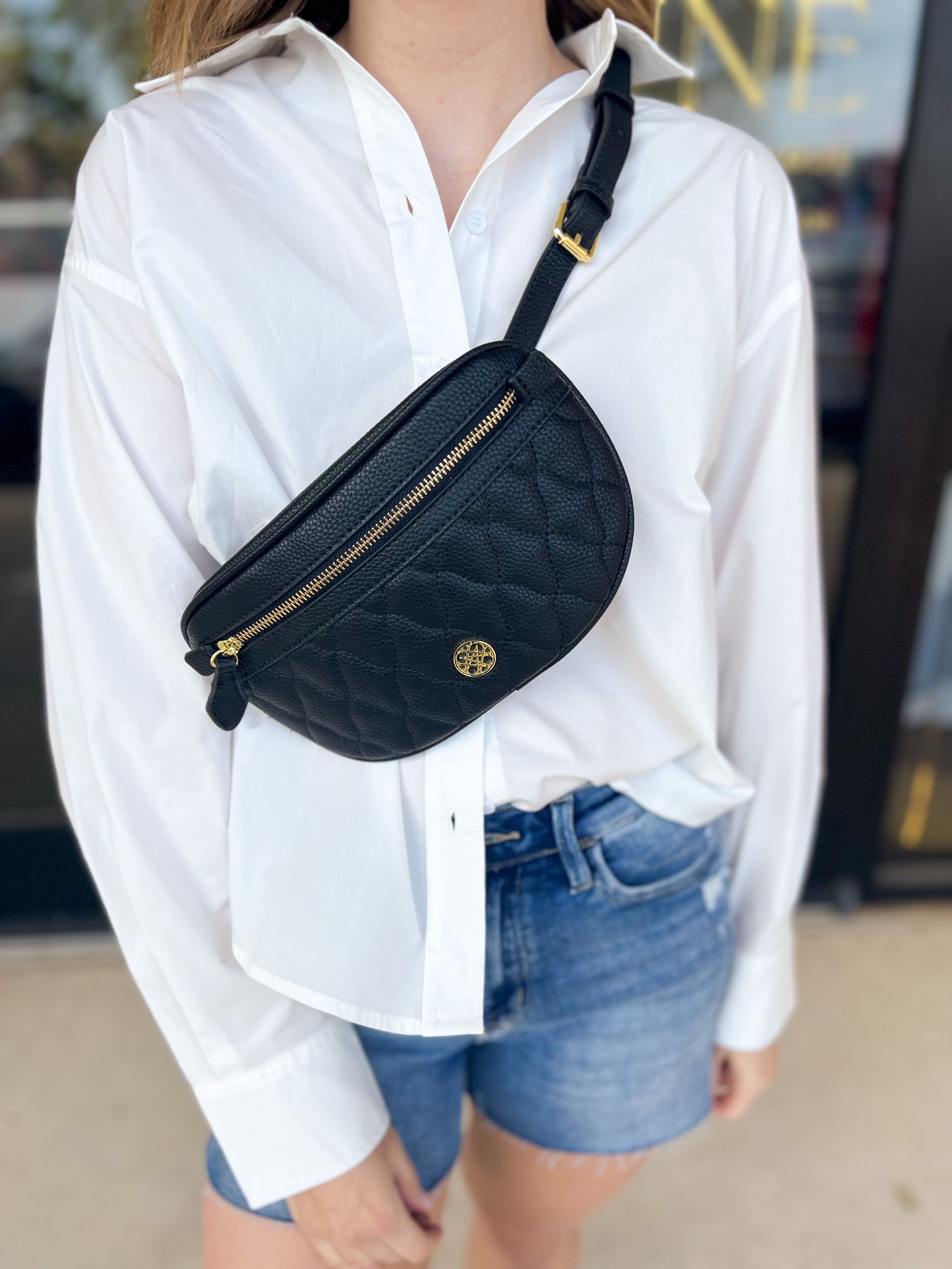 Natalie Wood - Grace Belt Bag in Black-130 Accessories-Natalie Wood-July & June Women's Fashion Boutique Located in San Antonio, Texas