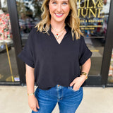 Everyday Oversized Blouse - Black-200 Fashion Blouses-JODIFL-July & June Women's Fashion Boutique Located in San Antonio, Texas