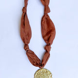 Scarf Necklace - Rust Gold Circle-110 Jewelry & Hair-HART DESIGNS-July & June Women's Fashion Boutique Located in San Antonio, Texas