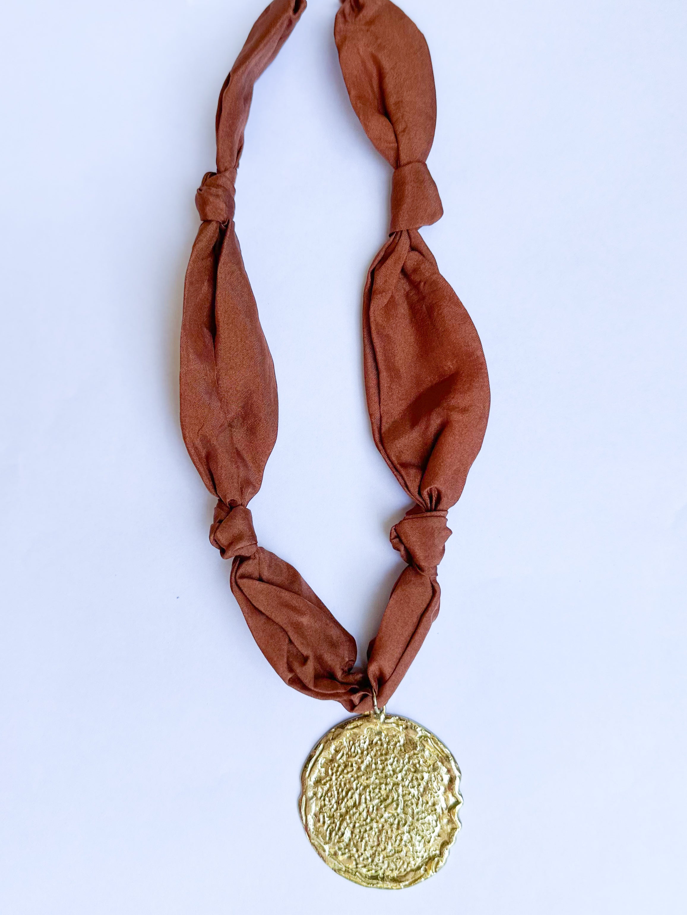 Scarf Necklace - Rust Gold Circle-110 Jewelry & Hair-HART DESIGNS-July & June Women's Fashion Boutique Located in San Antonio, Texas