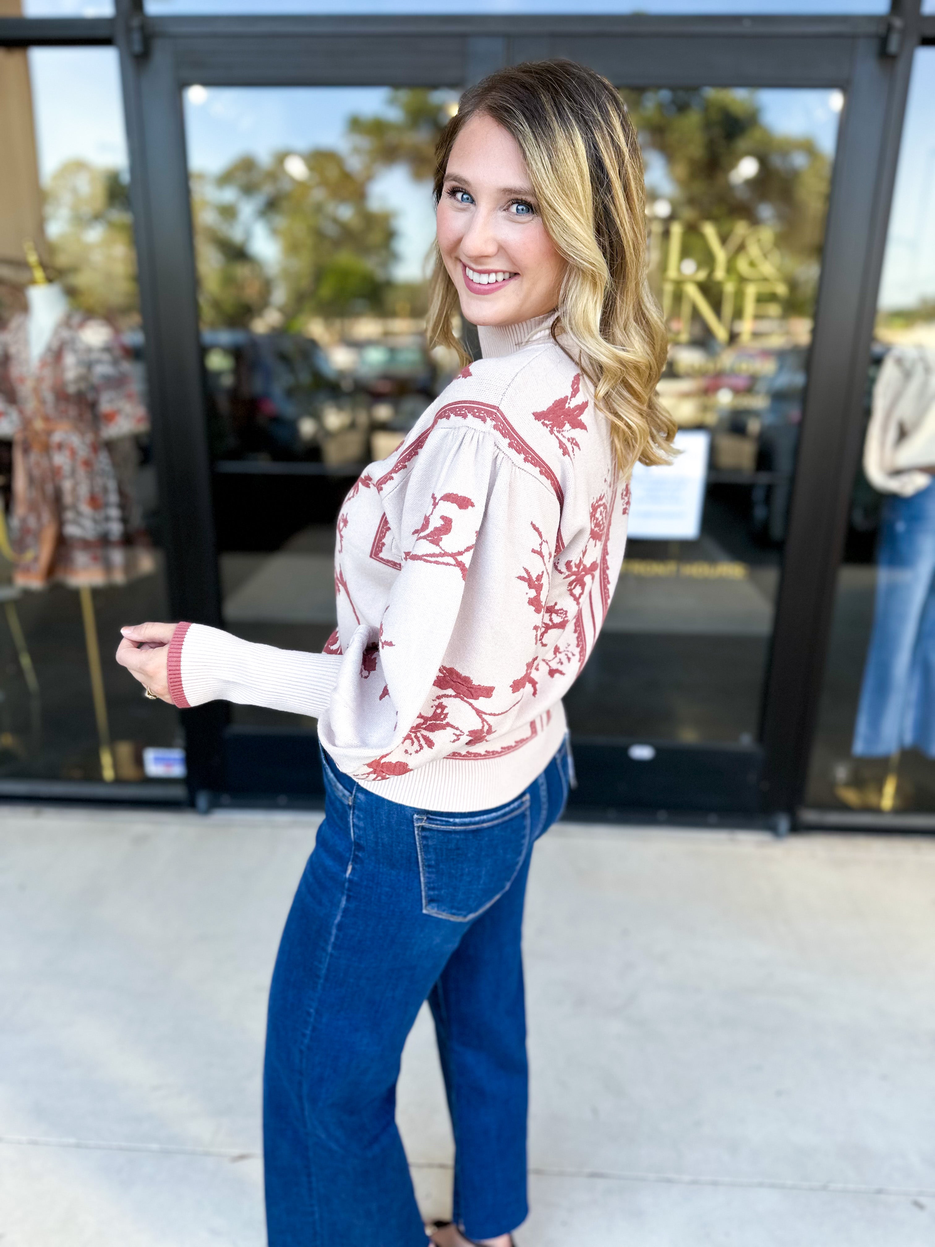 The Vintage Floral Sweater - Cream-230 Sweaters/Cardis-FATE-July & June Women's Fashion Boutique Located in San Antonio, Texas
