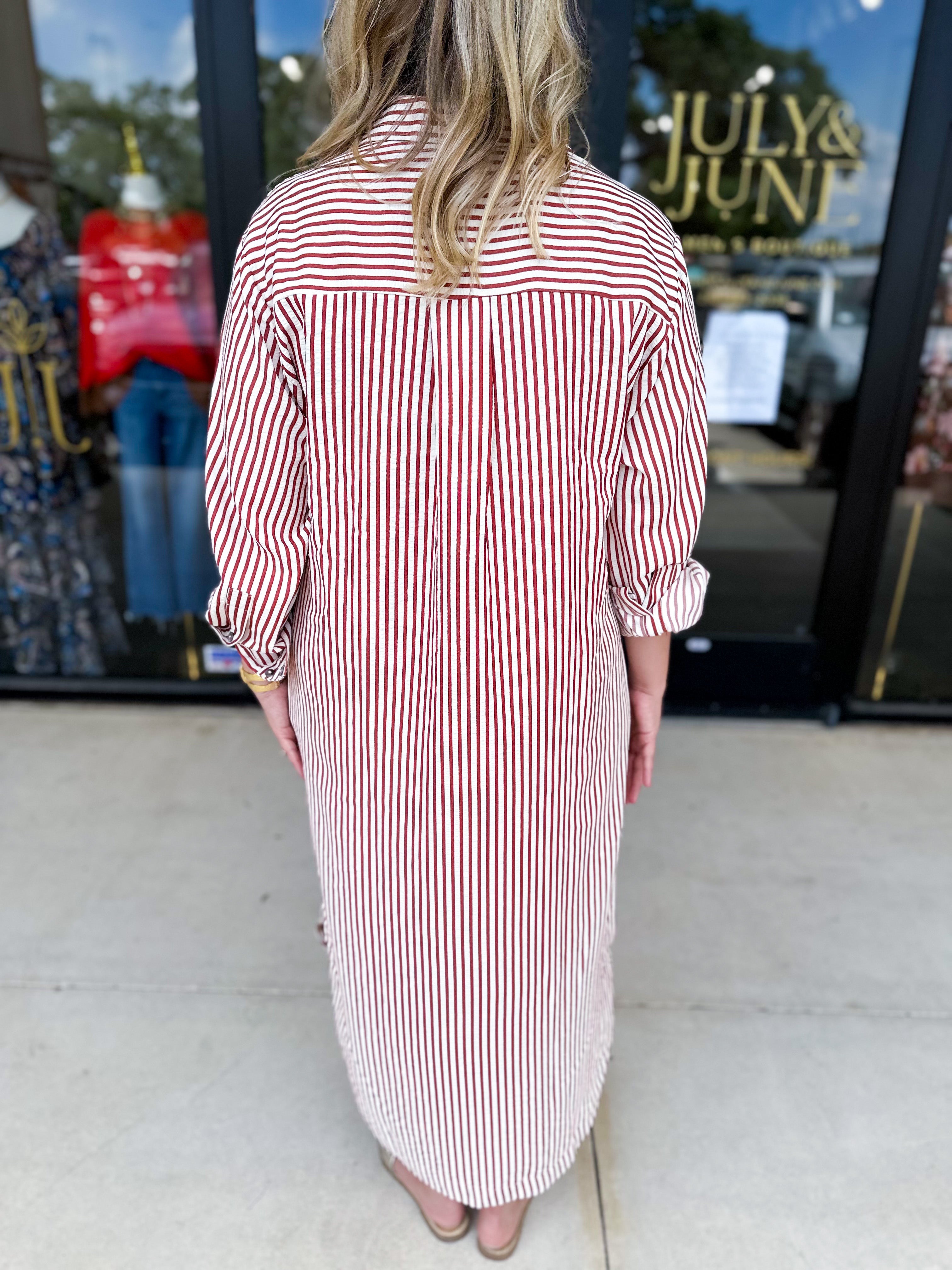Button Down Casual Midi Dress - Rust-500 Midi-ENTRO-July & June Women's Fashion Boutique Located in San Antonio, Texas