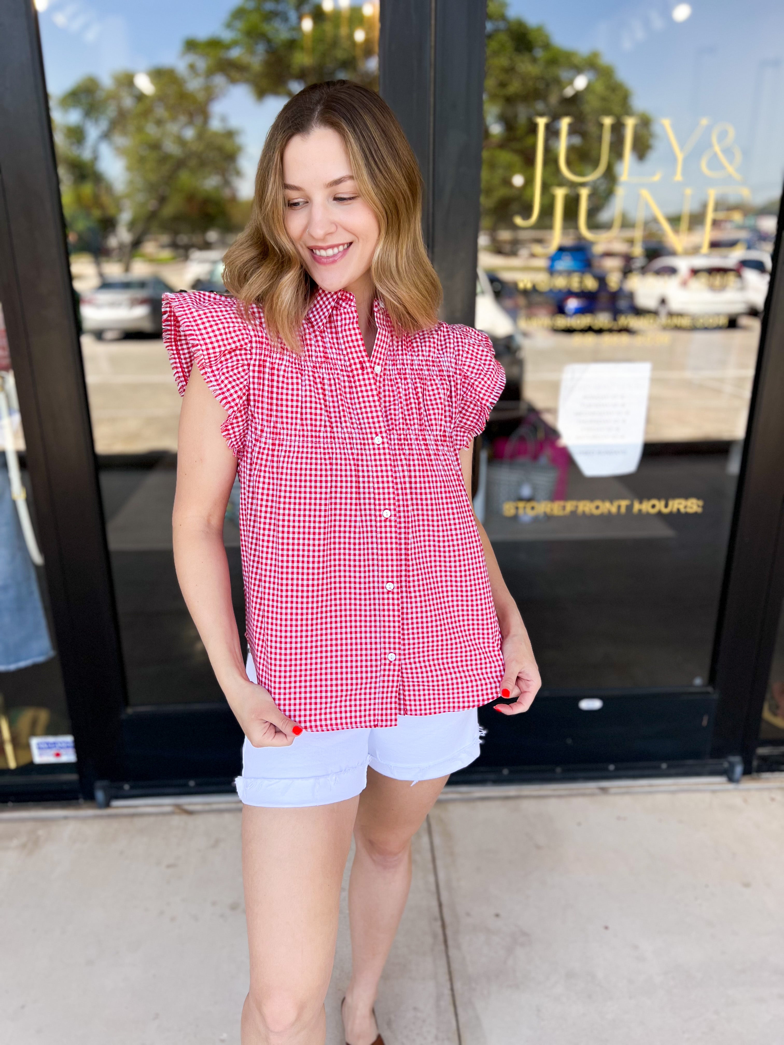 Sweet As Can Be Blouse - Red-200 Fashion Blouses-OLIVACEOUS-July & June Women's Fashion Boutique Located in San Antonio, Texas