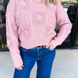 Blush Crochet Sweater-230 Sweaters/Cardis-LISTICLE-July & June Women's Fashion Boutique Located in San Antonio, Texas