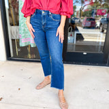 Vervet - Dark Wash High Rise Slim Straight Jeans-400 Pants-VEVERT BY FLYING MONKEY-July & June Women's Fashion Boutique Located in San Antonio, Texas