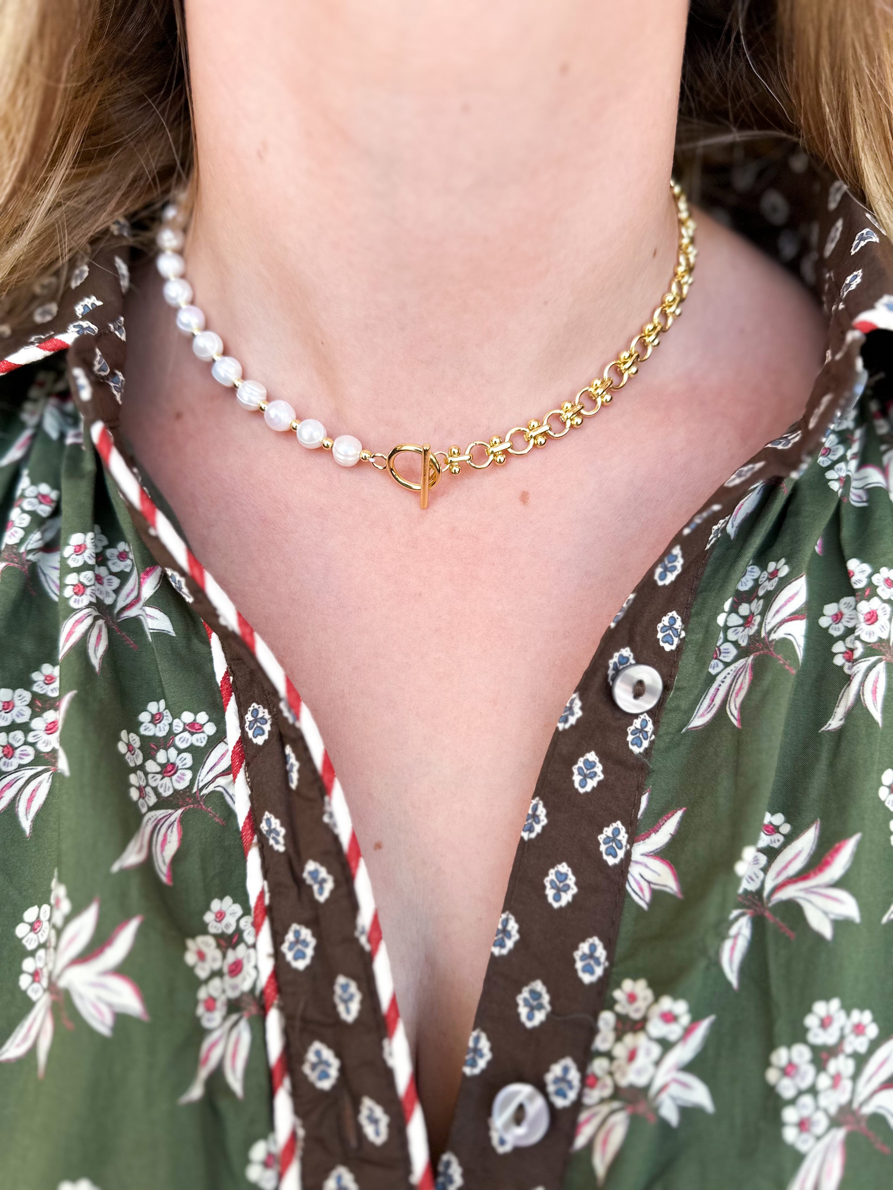 Easton Elle - Pearl & Loop Necklace-110 Jewelry & Hair-Easton Elle-July & June Women's Fashion Boutique Located in San Antonio, Texas