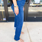 Vervet - High Rise Cuffed Slim Straight Dark Wash Jeans-400 Pants-VEVERT BY FLYING MONKEY-July & June Women's Fashion Boutique Located in San Antonio, Texas