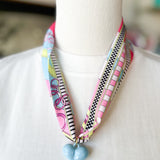 Scarf Necklace - Pastel Blue Puff-110 Jewelry & Hair-HART DESIGNS-July & June Women's Fashion Boutique Located in San Antonio, Texas