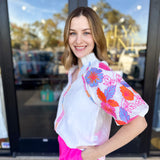 THML - Spring Florals Embroidered Blouse- Ivory-200 Fashion Blouses-THML-July & June Women's Fashion Boutique Located in San Antonio, Texas