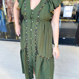 THML - Dark Olive Midi Dress-500 Midi-THML-July & June Women's Fashion Boutique Located in San Antonio, Texas