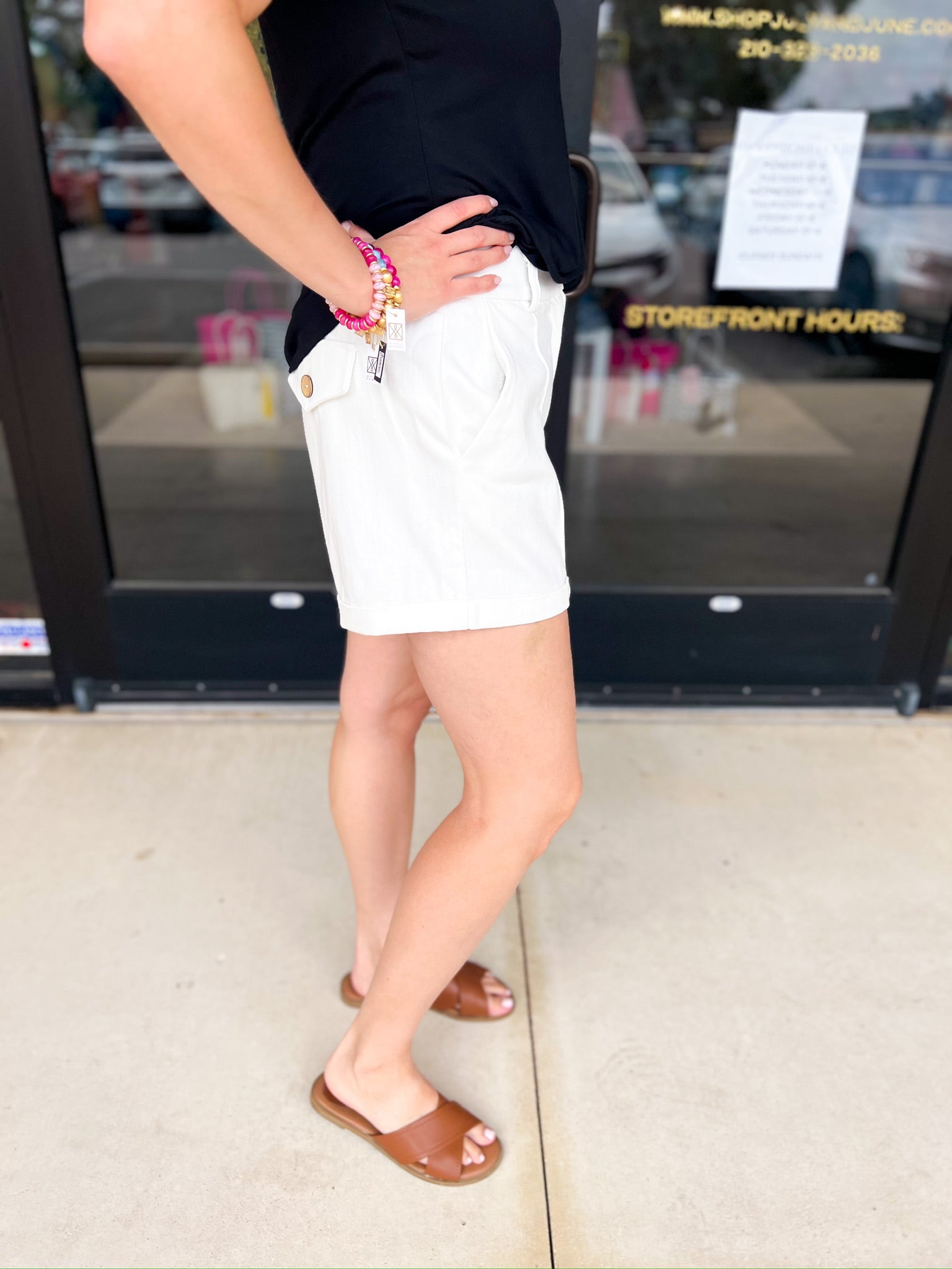 Upscale Shorts - Ivory-410 Shorts/Skirts-ENTRO-July & June Women's Fashion Boutique Located in San Antonio, Texas