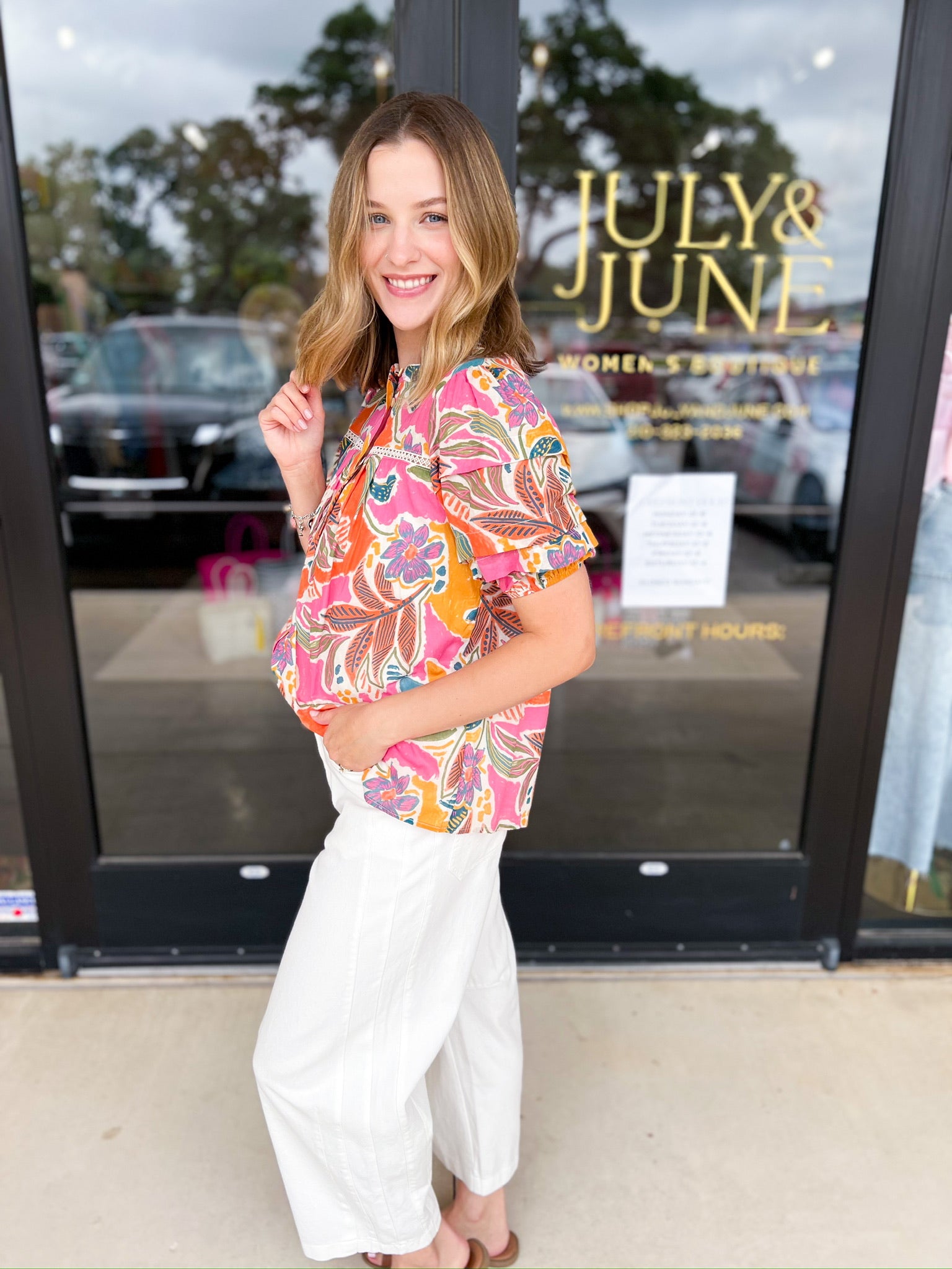 Pastel Paradise Blouse-200 Fashion Blouses-FATE-July & June Women's Fashion Boutique Located in San Antonio, Texas