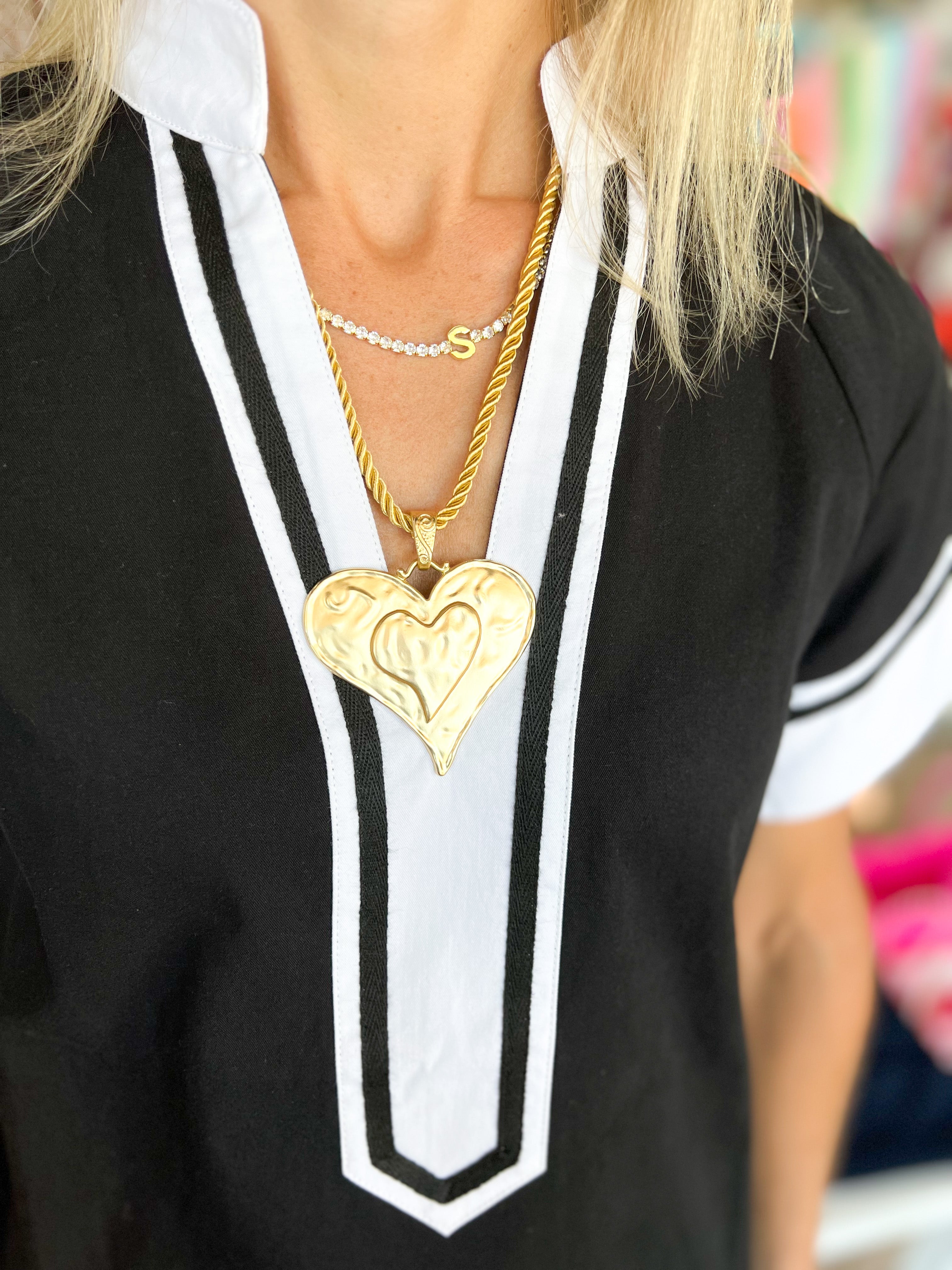Rope Heart Necklace-110 Jewelry & Hair-HART DESIGNS-July & June Women's Fashion Boutique Located in San Antonio, Texas