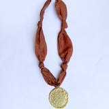 Scarf Necklace - Rust Gold Circle-110 Jewelry & Hair-HART DESIGNS-July & June Women's Fashion Boutique Located in San Antonio, Texas