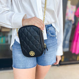 Natalie Wood - Grace Quilted Crossbody in Black-130 Accessories-Natalie Wood-July & June Women's Fashion Boutique Located in San Antonio, Texas