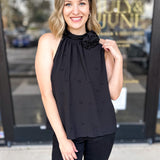 Black Rose Halter Tank-200 Fashion Blouses-FATE-July & June Women's Fashion Boutique Located in San Antonio, Texas