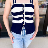 Navy & Ivory Knit Vest-200 Fashion Blouses-FLYING TOMATO-July & June Women's Fashion Boutique Located in San Antonio, Texas