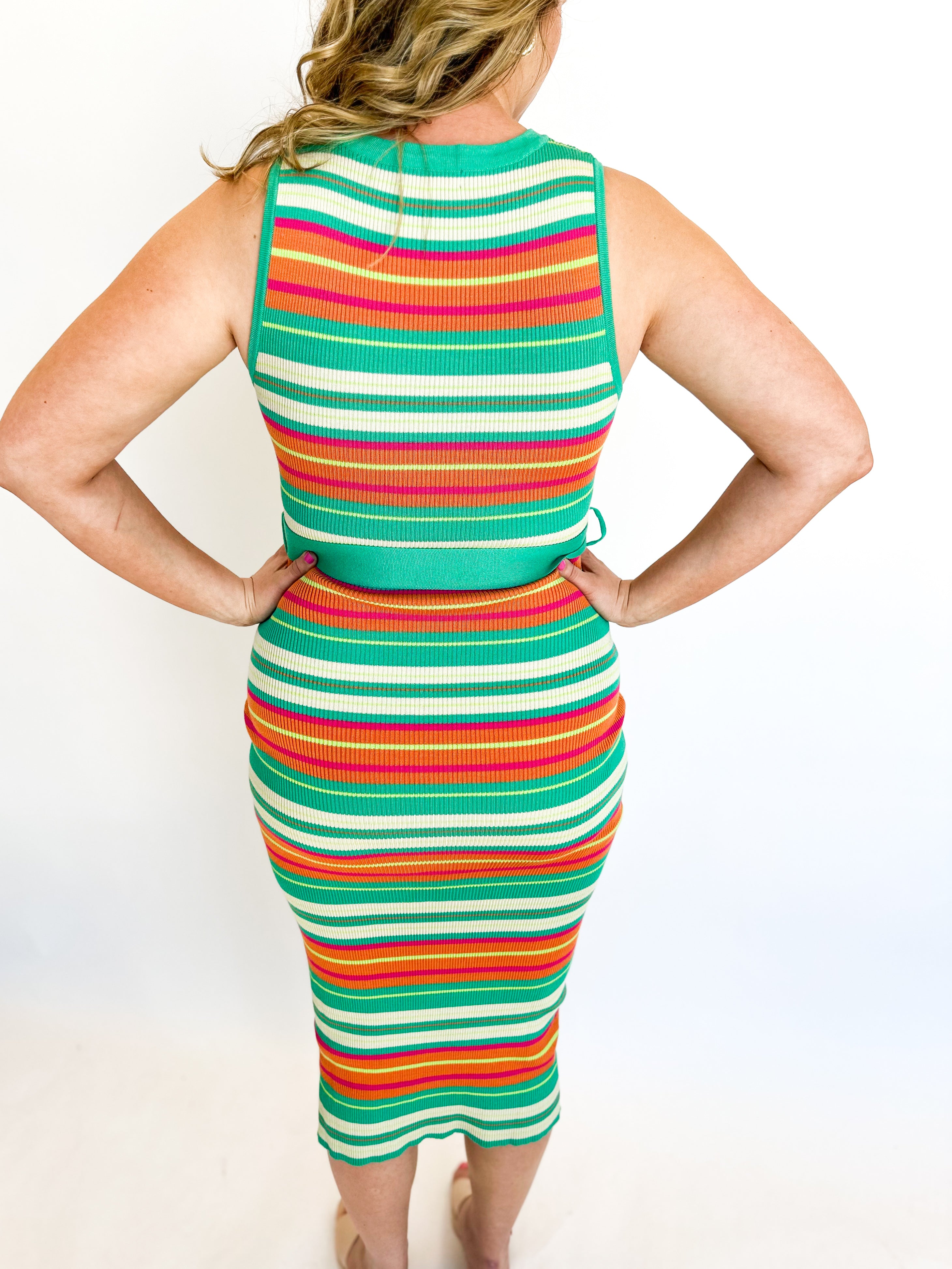 Bold Stripe Knit Midi Dress-500 Midi-FLYING TOMATO-July & June Women's Fashion Boutique Located in San Antonio, Texas