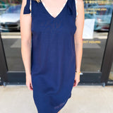 THML - Navy Tie Mini Dress-510 Mini-THML-July & June Women's Fashion Boutique Located in San Antonio, Texas